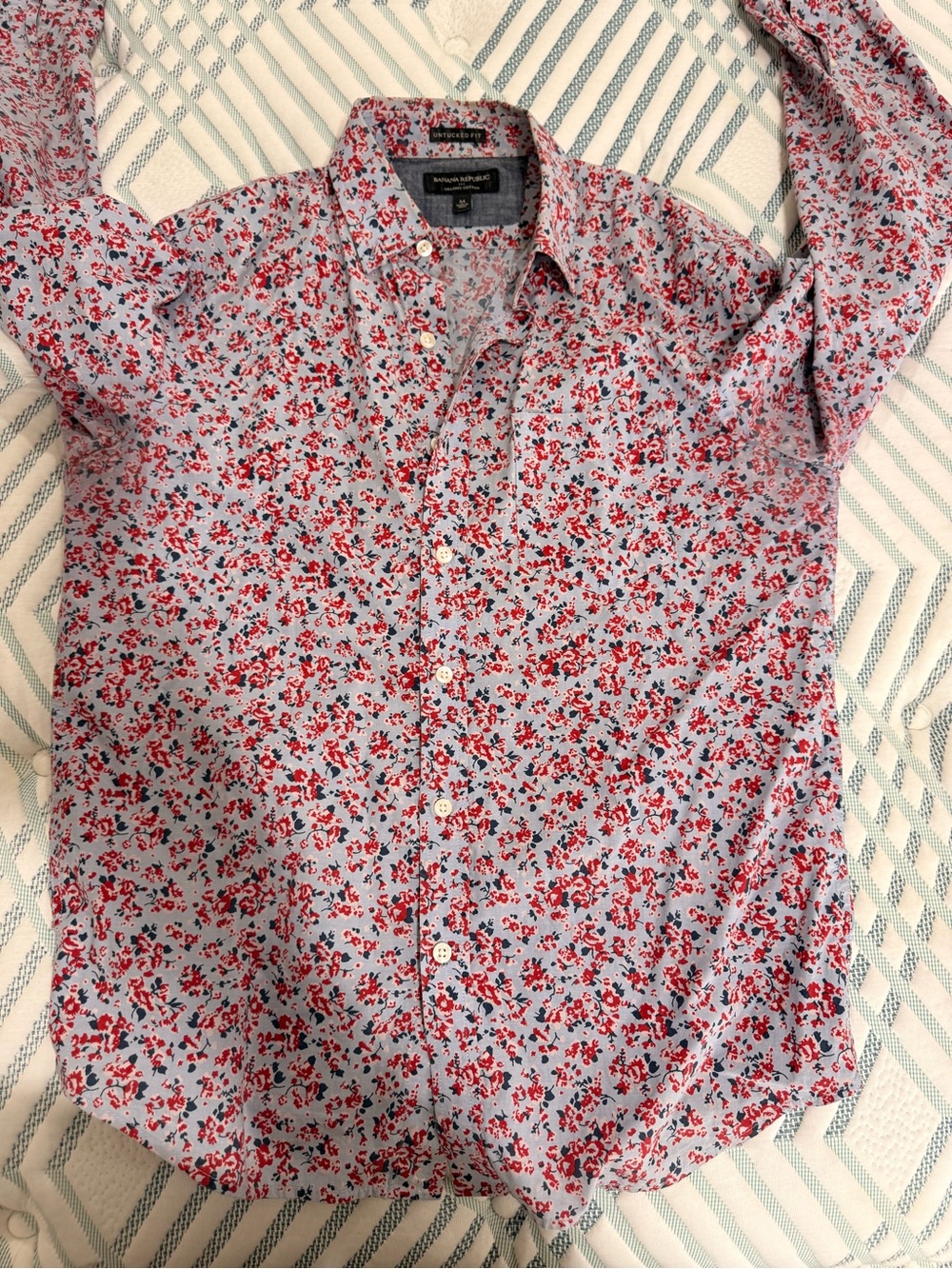 Banana Republic Red Floral Button-Down Shirt for Men